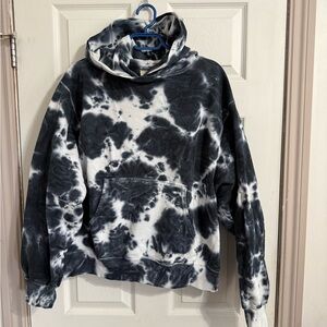 Brunette The Label Black & White Tie-Dye Pullover Hoodie
